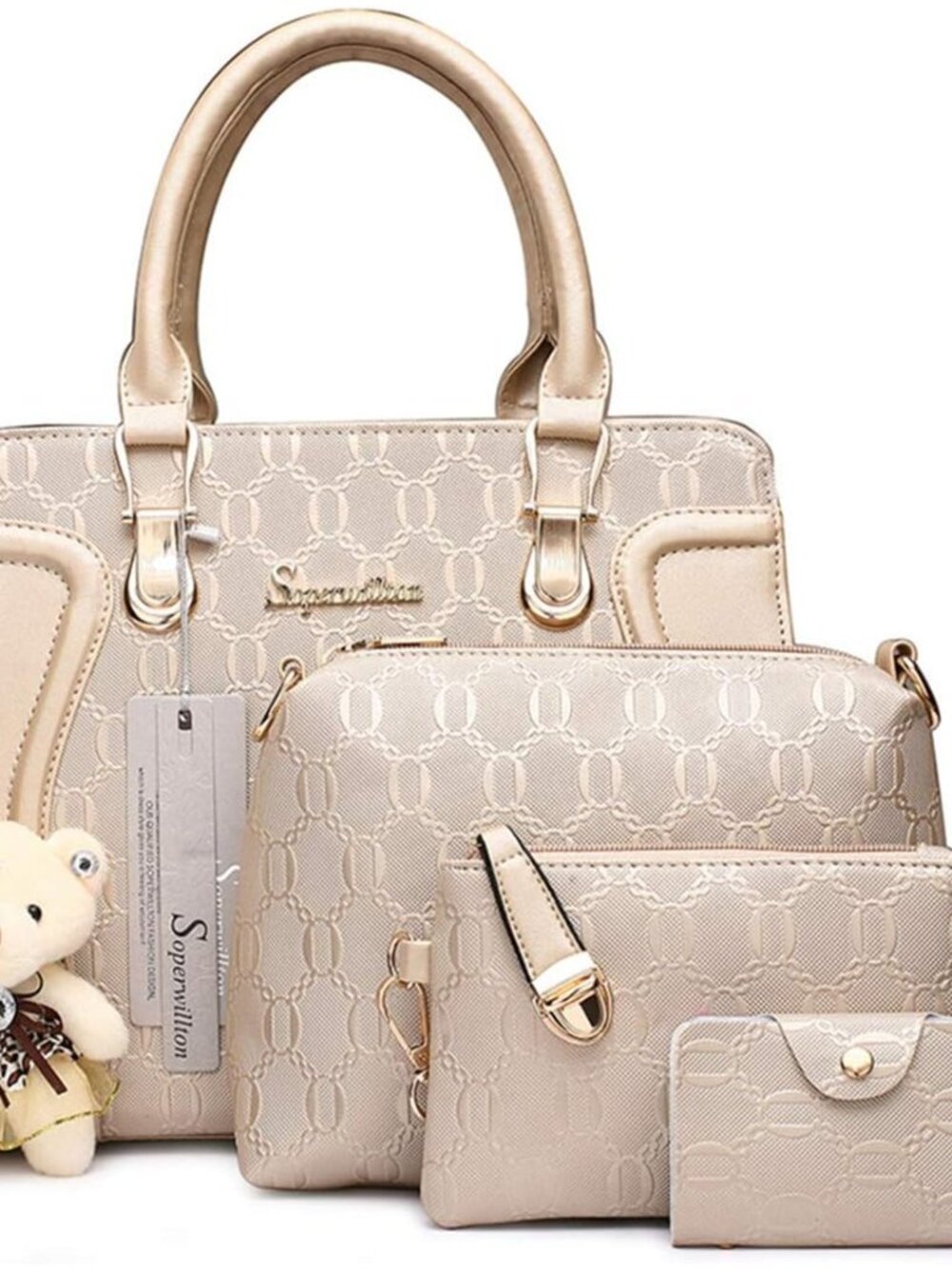 Women's Fashion Handbags Tote Bags Shoulder Bag Top Handle Satchel Purse Set 4pc